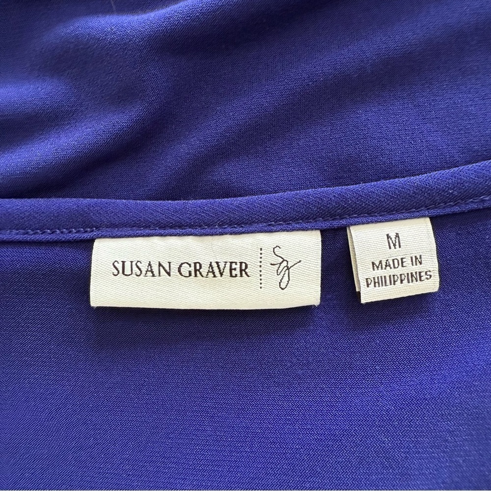 Susan Graver Liquid Knit Tunic Top Vibrant Blue Size Medium - Picture 3 of 7
